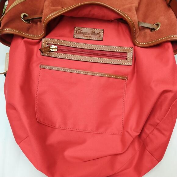 Dooney & Bourke Orange Suede Leather Trim Drawstring Shoulder Bag - Picture 10 of 15